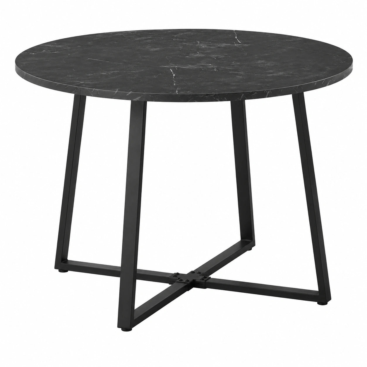 Runder Esstisch NOA Ø 110 cm, Industriales Design in Marmoroptik, Platz für 4 Personen, Stabil und Modern