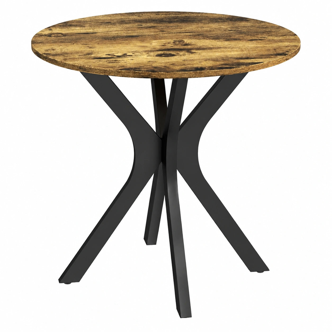 HOMCOM Rundtisch für 2 Personen mit Stahlgestell, 78 cm, Rustikal-Braun