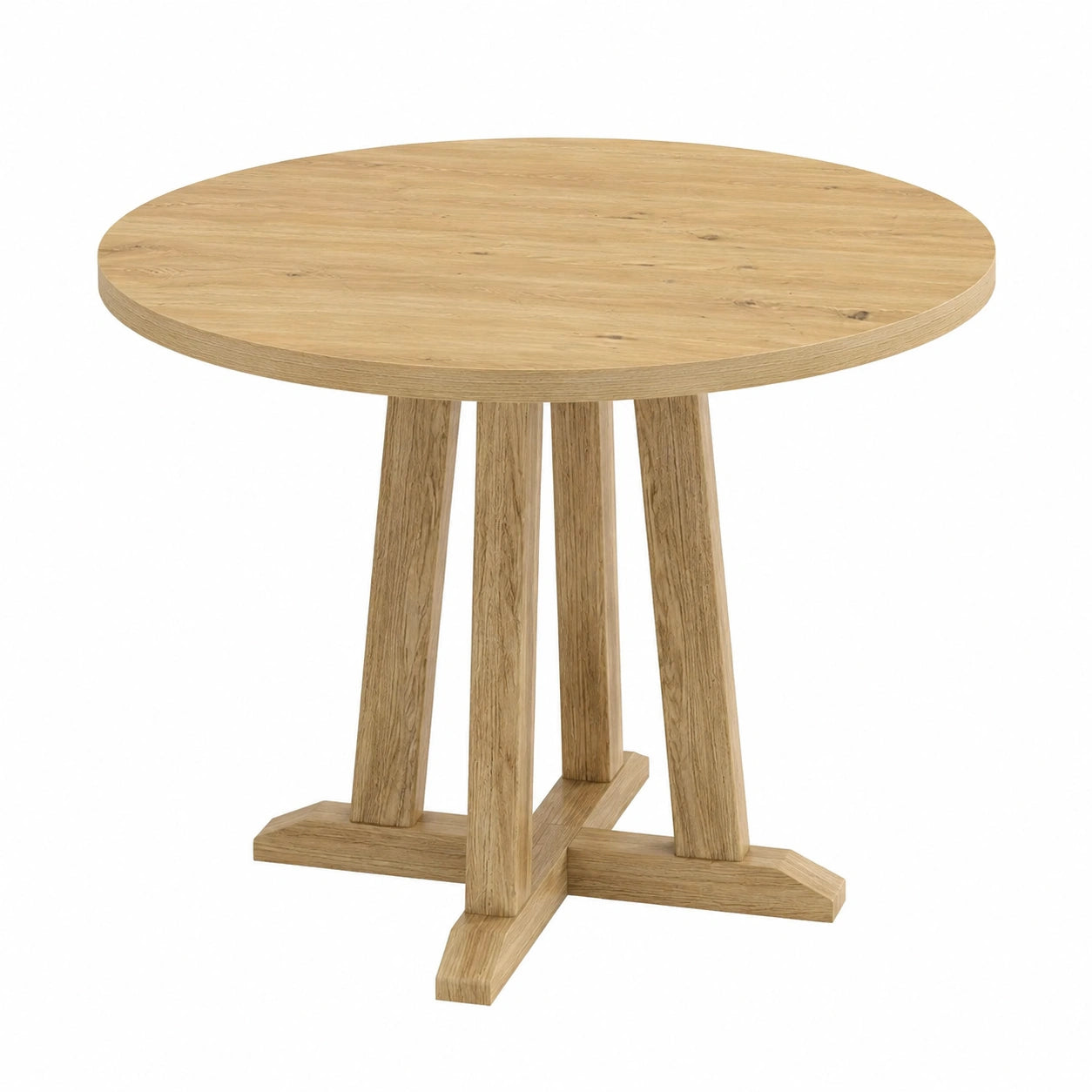 Tribesigns Runder Esstisch für 2-4 Personen, Holztisch mit stabilem Gestell, 80 cm Durchmesser, Naturholz