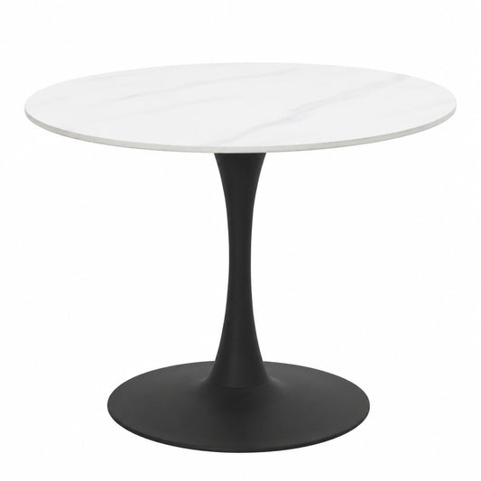 Runder Esstisch Paola, Marmoroptik, Matt Weiß Ø90x75cm, Sintered Stone