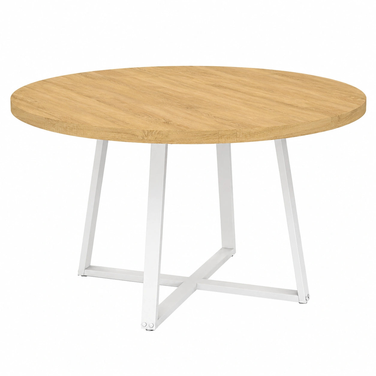 Runder Esstisch Selma, ausziehbar 4-8 Personen, Holz und Weiß, 110-150 cm