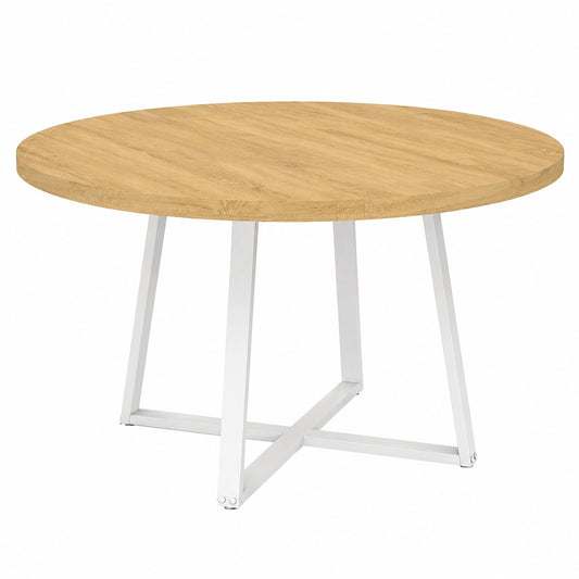 Runder Esstisch Selma, ausziehbar 4-8 Personen, Holz und Weiß, 110-150 cm