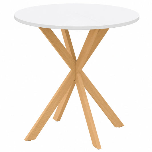 Runder Holzesstisch Gisele für 4 Personen mit Weißer Tischplatte, 80 cm