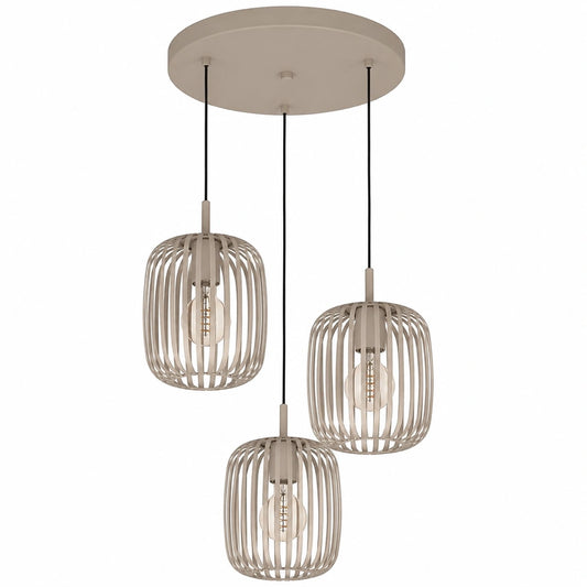 EGLO Romazzina Pendelleuchte, 3-flammig, Sandfarbenes Metall, E27, Ideal für Esstische, Ø 46 cm