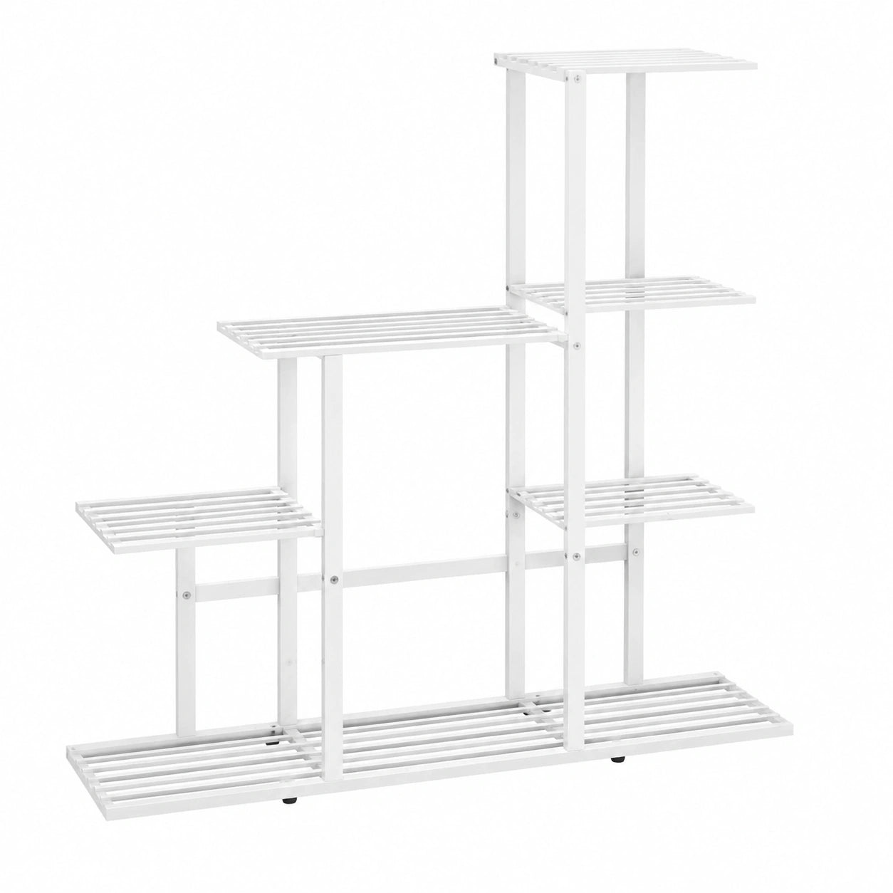 Homgoday Metall-Blumentopf Regal Weiß, 94,5 x 25 x 88 cm, Dekoratives Möbelstück für Innen- und Außenbereiche