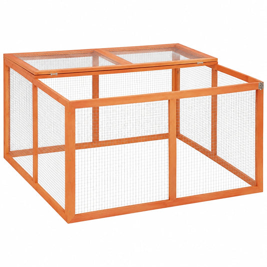 Homgoday Kaninchenstall 124x120x60 cm aus massivem Fichtenholz für Innen- und Außenbereich