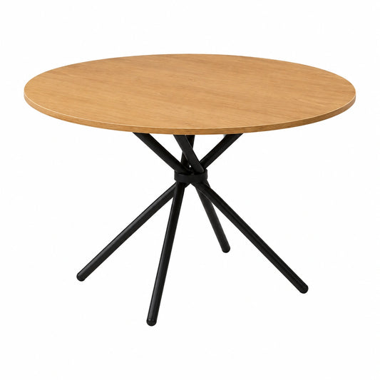 Runder Esstisch 100 cm aus Eiche mit Metallbeinen, Modernes Design für Esszimmer, Tisch für 4 Personen