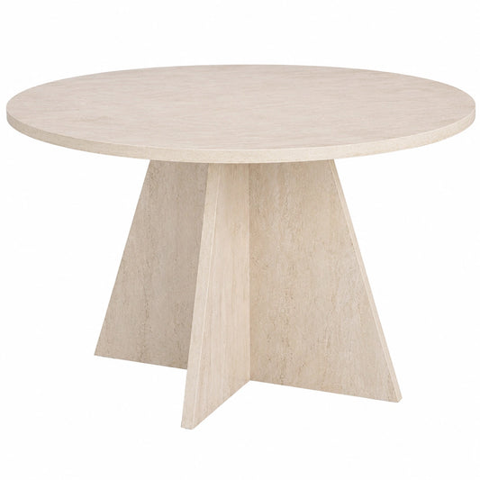 Moderner Esstisch in Travertin-Optik, 120x75 cm | Robuste melaminbeschichtete Spanplatte, 25 mm stark | Langlebiges Design für zeitgemäßes Wohnen