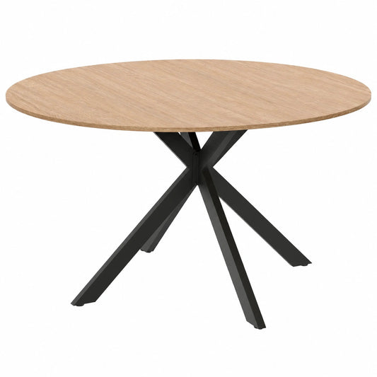 Runder Esstisch ALIX, ausziehbar, für 4-8 Personen, Holz & Schwarz, Ø110-150 cm