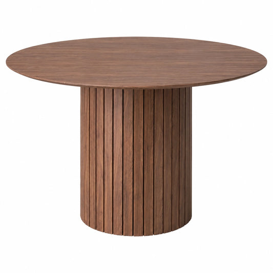 Runder Esstisch für 4-6 Personen, 120 cm, Metallgestell, Landhausstil, Dunkelbraun