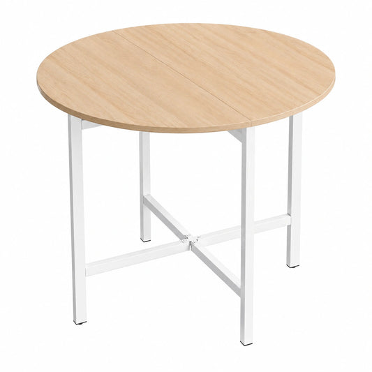 HOMCOM Runder Klapptisch für Esszimmer & Küche, Platzsparend für 2-4 Personen, 80 cm, Naturholzoptik