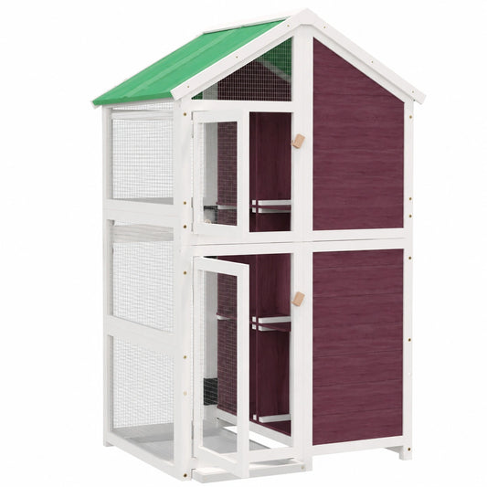 Hochwertiges Vogelhaus aus massivem Kiefernholz, 97 x 81 x 152 cm, dekoratives Möbelstück für drinnen und draußen