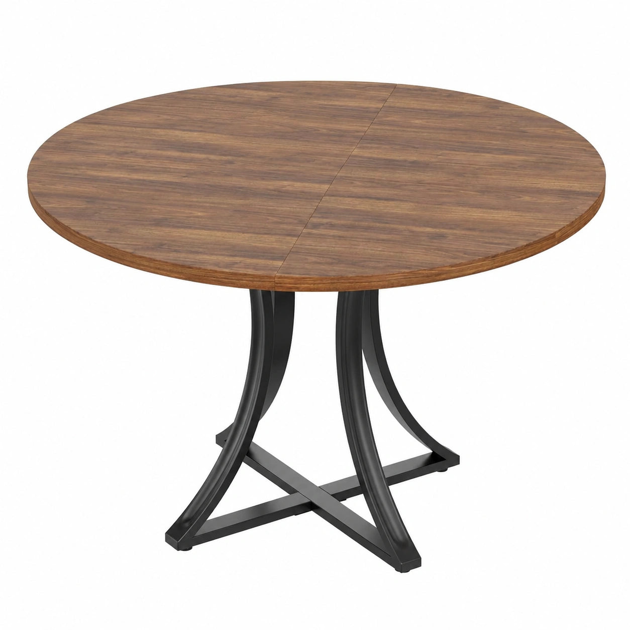 Moderner runder Esstisch 100 cm, Holzoptik Eiche, Metallgestell, für 4-6 Personen, ideal für Wohnzimmer oder Esszimmer