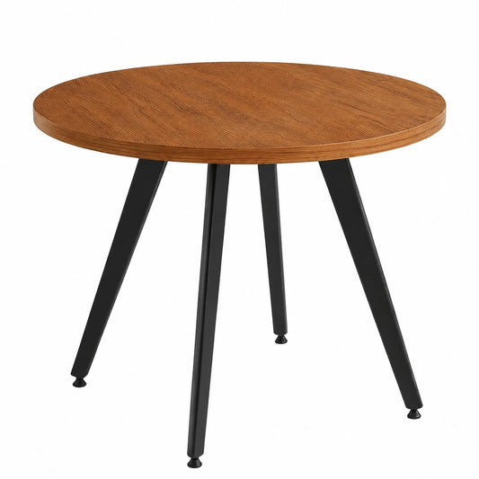 Runder Esstisch 100 cm, Vintage-Stil für 4-6 Personen, Massivholzoptik, Ideal für Wohnzimmer und kleine Räume, Braun