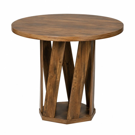 Tribesigns Runder Esstisch 80 cm, Kompakter Küchentisch für 2-4 Personen, Holzoptik Bistrotisch mit Modernem Design, Ideal für Kleine Räume, Ess- und Wohnzimmer, Braun
