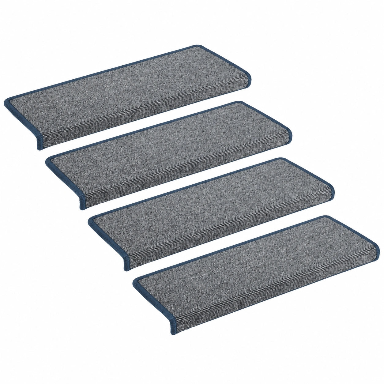 Treppenstufenmatten Set 15-teilig, 65x21x4cm, Lila und Blau, Dekorativer Schutz für Wohn- und Büroräume